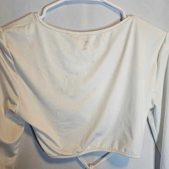 Tic Toc White Long Sleeve Tie‎ Front Cutout Crop Top - Women's Size M - Picture 5 of 6